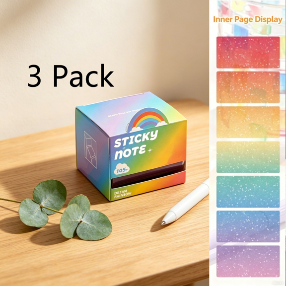 FEOLGEHLY 3 Pack Pull Note Paper Box , Pearlescent Sticky Notes, Transparent Sticky Notes, Pastel Sticky, Self-Stick Note Pads Notes for Office Home, Memo Notes, Journals & Planning (C)