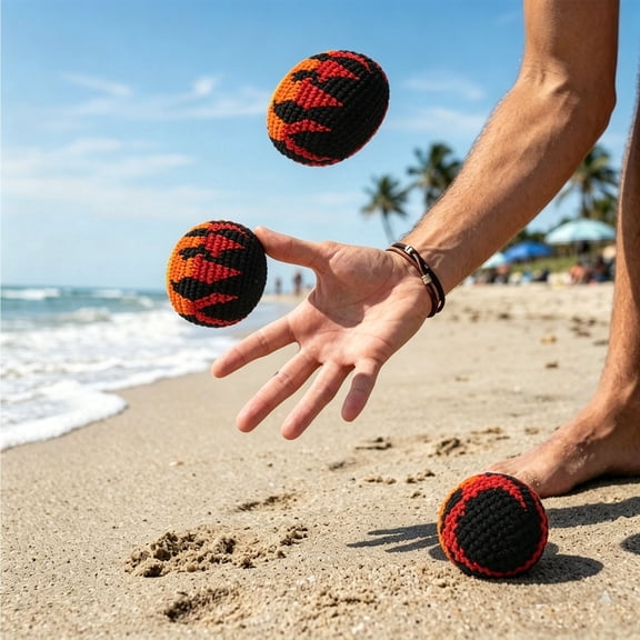 FEOLGEHLY 3 Pcs Footbag Juggling Balls, Multicolor Knitted Sports Sandbag, Soft Woven Handcrafted Material for Adults, Portable Mini Game Ball Suitable for Beach Indoor Outdoor Leisure Use