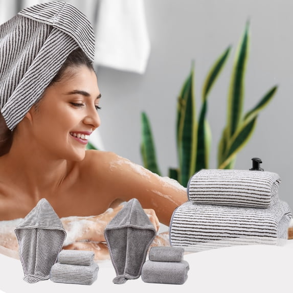 FEOLGEHLY 3 Piece Bath Towel Set, Large Towels for Bathroom Hotel Bath, Super Soft and Absorbent, Light Weight Quick Dry, Include 1 Bath Towels, 1 Hand Towels and Shower Cap Set, Gray