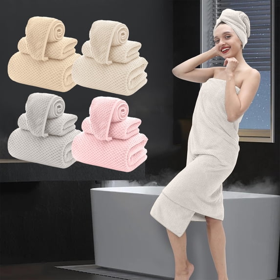 FEOLGEHLY 3 Piece Bath Towel Set, Large Towels for Bathroom Hotel Bath, Super Soft and Absorbent, Light Weight Quick Dry, Include 1 Bath Towels, 1 Hand Towels and Shower Cap Set, Khaki