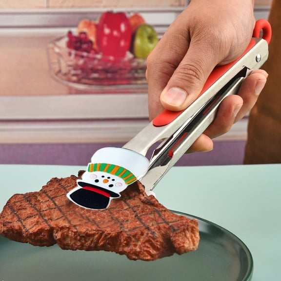 FEOLGEHLY 304 Stainless Steel Korean BBQ Tongs Heavy Duty Rust Resistant Outdoor Camping Food Tongs for Grilling Cooking Non-Slip Grip (Medium)