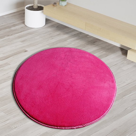 FEOLGEHLY 31.5" Deep Pink Fluffy Round Rug, Soft Area Rugs for Room, Play Mat for Living Room, Non Slip Circle Rug for Bedroom, Shag Plush Carpets for Dorm, Room Decor