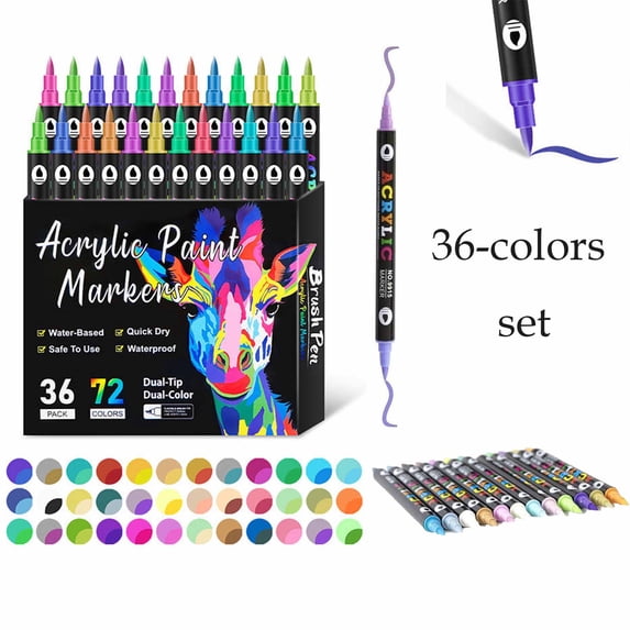 FEOLGEHLY 36Pcs Alcohol Art Markers Set, Dual Tip Fine & Chisel Sketch Permanent Markers, Low Odor Drawing Marker with Colorless Blender & Storage Case for Illustration Design(72 Colors)