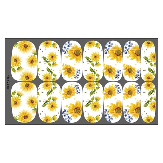 FEOLGEHLY 3D Self-Adhesive Sunflower Daisy Flower Nail Stickers Water Decal for DIY Nail Art Design, Non-Toxic Durable Material, Easy to Apply for Women All Ages Manicure Accessories (L)