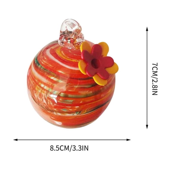 FEOLGEHLY 3inch Blown Glass Hummingbird Feeders for Outdoors, Small Hanging Glass Bird Bath for Outside to Attract Hummingbirds and Bee Resistant Round Feeder Unique Gifts for Woman, Home Decor