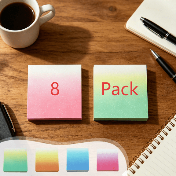 FEOLGEHLY 3x3 Sticky Notes, 8 Pads (50 Sheets/Pad) - Semi Transparent Sticky Notes, Pastel Sticky Notes, Self-Stick Note Pads Notes for Office Home, Memo Notes, Journals & Planning (Orange)