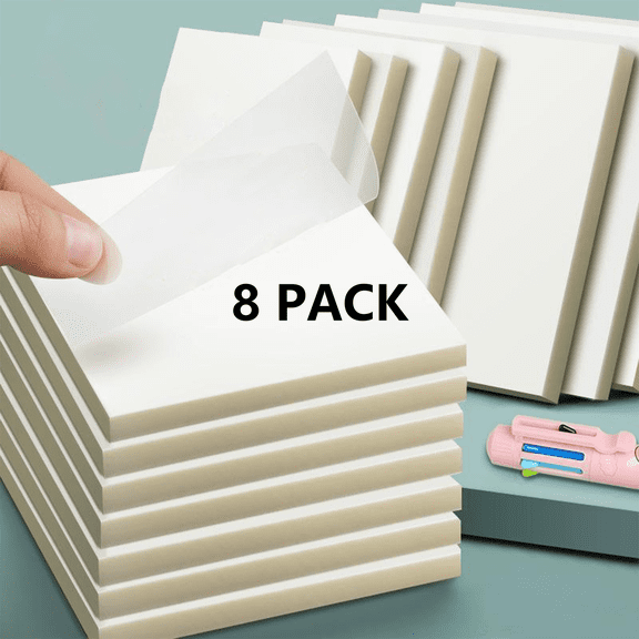 FEOLGEHLY 3x3 Sticky Notes, 8 Pads (50 Sheets/Pad) -Transparent Sticky Notes, Pastel Sticky Notes, Self-Stick Note Pads Notes for Office Home, Memo Notes, Journals & Planning
