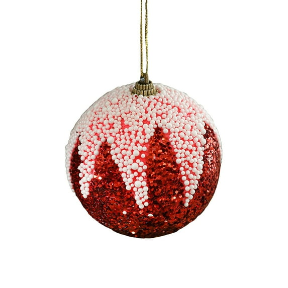 FEOLGEHLY 4 Pcs Big Christmas Balls for Xmas Tree, Foam Christmas Tree Decoration Hanging Pendant, Stripe Snowflake Large Christmas Ornaments, Christmas Decorations Indoor Outdoor