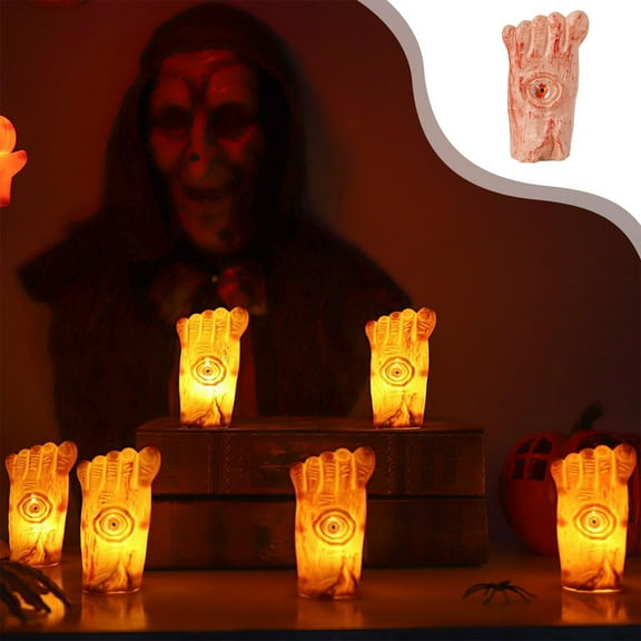 FEOLGEHLY 4 Pcs Halloween Decorations Outdoor Indoor, Halloween Broken Leg Horror Flameless Candle Lamp Horror Candle Halloween Decorative Lamp, Glowing Fake Foot for Home Haunted House Decor