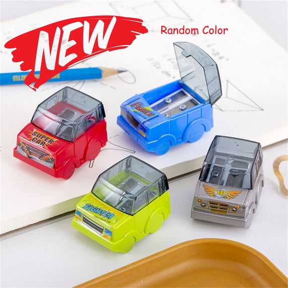 FEOLGEHLY 4 Pcs Handheld Pencil Sharpeners with Lid, Multicolor Dual Hole Manual Little Sharpener for Crayons Graphite Pastel Colouring Lip Liners Eye Brow Pencils, Office Supplies, Random