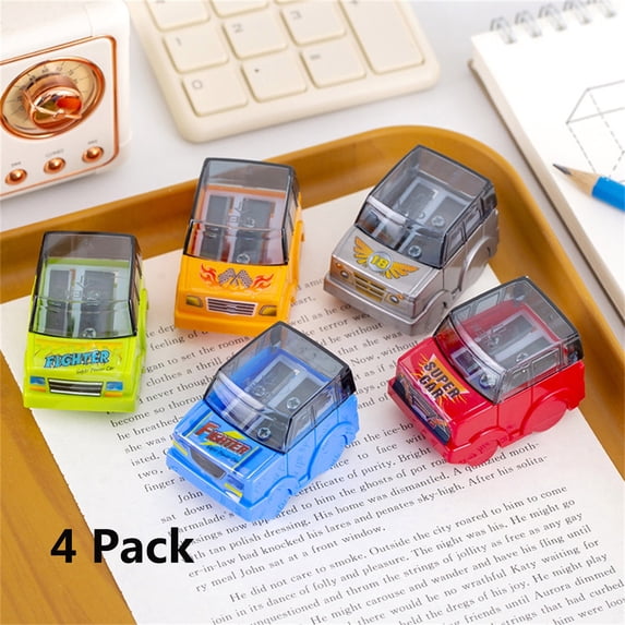 FEOLGEHLY 4 Pcs Handheld Pencil Sharpeners with Lid, Multicolor Dual Hole Manual Little Sharpener for Crayons Graphite Pastel Colouring Lip Liners Eye Brow Pencils, Office Supplies, Random