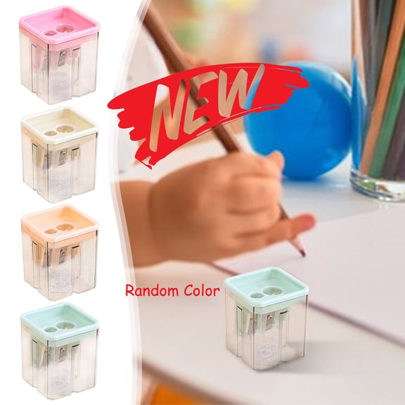 FEOLGEHLY 4 Pcs Handheld Pencil Sharpeners with Lid, Multicolor Dual Hole Manual Little Sharpener for Crayons Graphite Pastel Colouring Lip Liners Eye Brow Pencils, Office Supplies, Random