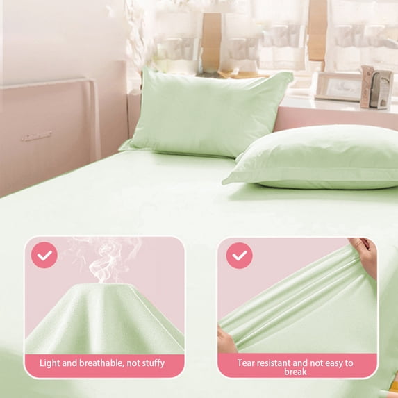 FEOLGEHLY 4 Piece Disposable Twin/Queen Sheets Microfiber Fitted Bed Sheets(91x91in) ,Duvet Cover(87x91in) and 2 Throw Pillow Cases(20x32in) Set Washable Breathable Bedding for Business Travel(Green)