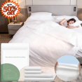 thumbnail image 1 of FEOLGEHLY 4 Piece Disposable Twin/Queen Sheets Microfiber Flat Bed Sheets Only (79x91in) ,Duvet Cover(79x91in) and 2 Throw Pillow Cases(20x32in) Set, Washable Breathable Bedding for Business Travel, 1 of 3