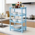thumbnail image 1 of FEOLGEHLY 4 Tier Expandable Kitchen Shelf Organizer, Blue Countertop Spice Rack with Hooks, Adjustable Stackable Storage for Microwave Stand, Coffee Bar, Pantry and Bathroom, 1 of 6