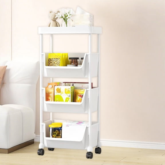FEOLGEHLY 4-Tier Floor Standing Corner Shower Caddy Organizer Shelf, Bathroom Shelves Stand Rack with Wheels and 4 Hooks, Plastic Splicing Shelf Rack Storage Stands(11.8x 7.9×35.2")