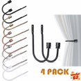 thumbnail image 1 of FEOLGEHLY 4pcs Brass Curtain Holdbacks, Wall Mounted Drapery Tiebacks with Screws, Heavy Duty Metal Decorative Window Drapery Holder Curtain Hook, Black, 1 of 2
