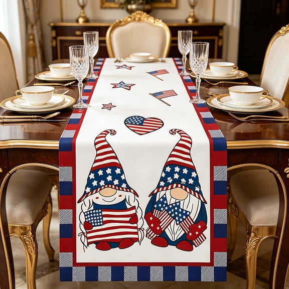 FEOLGEHLY 4th of July Memorial Day Decorations, Americans Table Flag Americans-style Dining Table Coffee Table Nationals Day Decorative Table Cabinet Flag Cottons Fabric Printed Table Flag