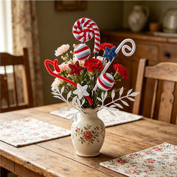 FEOLGEHLY 4th of July Decorations Outdoor, Memorial Day Decorations, Red Blue White Patriotic, Independence Day Decorations Flag Patriotic Holiday Decorations Party Decorations RD