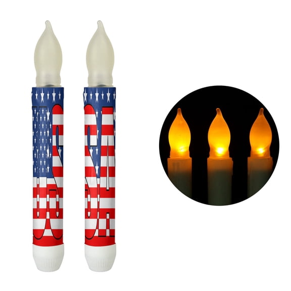 FEOLGEHLY 4th of July Decorations Outdoor, Memorial Day Decorations, Red Blue White Patriotic, Long Flashing Independence Day Flag Pole Electronic Candle Lamp For Home Decoration G