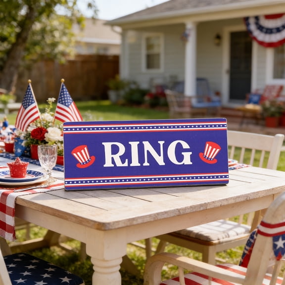 FEOLGEHLY 4th of July Decorations Outdoor, Memorial Day Decorations, Red Blue White Patriotic, Patriotic Wooden Tabletop Decor Americanas 4th Of July Independence Day Mantel Shelf Crafts Blue BU