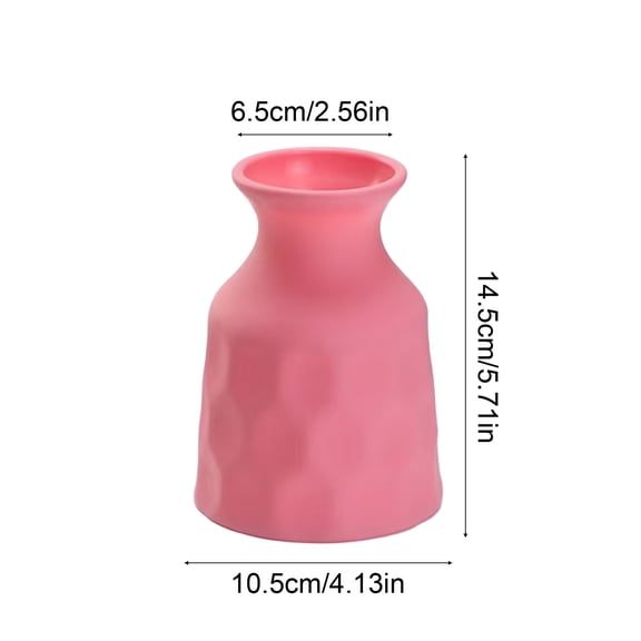FEOLGEHLY 5.7 Inch Vases for Centerpieces, Plastic Planters for Outdoor Plants with Water Reservoir, for Home Patio Yard or Deck Decor Kitchen Table Decoration, Pink
