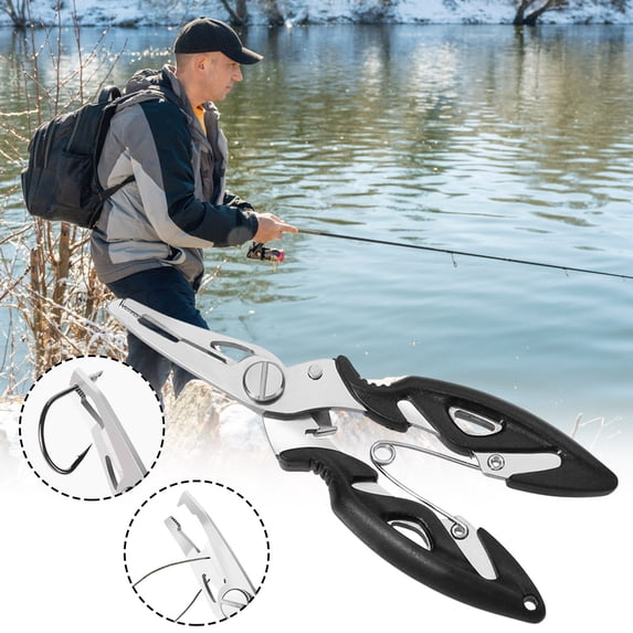 FEOLGEHLY 5 Inch Fishing Pliers, Stainless Steel Hook Remover, Fishing Line Scissors, Braided Line Cutters, Split Ring Opener, Fishing Tool