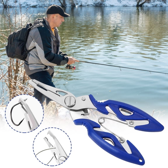 FEOLGEHLY 5 Inch Fishing Pliers, Stainless Steel Hook Remover, Fishing Line Scissors, Braided Line Cutters, Split Ring Opener, Fishing Tool