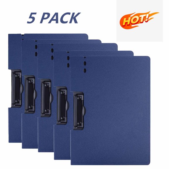 FEOLGEHLY 5 Pack Large Capacity File Organizers 12.59x9.25 Inch Sturdy Plastic Document Holder, Vertical Expandable File Pockets Jackets for Adults Office Home, Blue