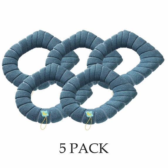 FEOLGEHLY 5 Pack Thicker Bathroom Toilet Seat Cover Pads- Soft Warmer Toilet Seat Cushion Cover Stretchable Washable Fiber Cloth, Easy Installation Comfortable Toilet Lid Seat Cover