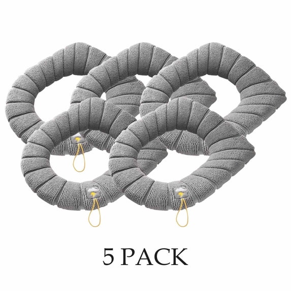 FEOLGEHLY 5 Pack Thicker Bathroom Toilet Seat Cover Pads- Soft Warmer Toilet Seat Cushion Cover Stretchable Washable Fiber Cloth, Easy Installation Comfortable Toilet Lid Seat Cover