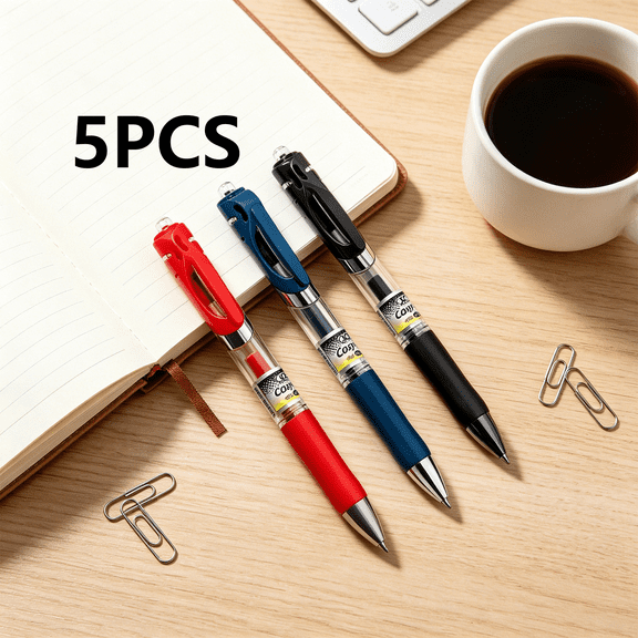 FEOLGEHLY 5PCS Gel Pen, Smooth Writing, Quick Drying Pen, Push-button Gel Pen 0.5mm, Comfortable Grip, for Office Supplies, Home, Daily Note-Taking, Signing Documents & Drawing (Blue)