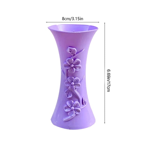 FEOLGEHLY 6.69" Flower Vases for Garden Home Decor, Large Farmhouse Table Vases Rustic Vintage Living Room Kitchen Bedroom Decorations for House Book Shelf Office Coffee Desk Dining Fireplace, Purple