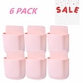 thumbnail image 1 of FEOLGEHLY 6 Pcs Remote Control Holder Wall Mounted, Self-Adhesive Wall Mount Phone Pen Pencil Makeup Brushes Glasses Holder Storage Box Organizer for Wall Beside Table, Pink, 1 of 3