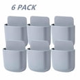 thumbnail image 1 of FEOLGEHLY 6 Pcs Remote Control Holder Wall Mounted, Self-Adhesive Wall Mount Phone Pen Pencil Makeup Brushes Glasses Holder Storage Box Organizer for Wall Beside Table, Gray, 1 of 3
