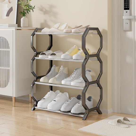 FEOLGEHLY 6 Tier Adjustable Shoe Rack Organizer, Stackable Freestanding Shoe Storage Shelf for Closet Entryway Bedroom, Black