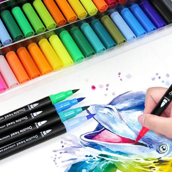 FEOLGEHLY Acrylic Paint Markers, Watercolor Markers & Art Markers, Dual Tip Dot Marker Pens for Metal Wood Canves Plastic Rocks, Multi Classic Colors, Paint Markers for Artist Home Office (48 Color)