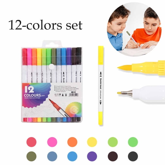 FEOLGEHLY Alcohol Art Markers Set of 12, Dual Tip Fine & Chisel Tip Sketch Permanent Markers, Low Odor Drawing Marker with Colorless Blender & Storage Case for Illustration Design