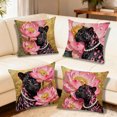 thumbnail image 1 of FEOLGEHLY Animal Print Patterns Decorative Throw Pillow Covers 18x18 in, Elegant Leopard Floral Motifs Soft Cushion Covers for Couch Recliner Bed Living Room Home Decor, Machine Washable (A), 1 of 7