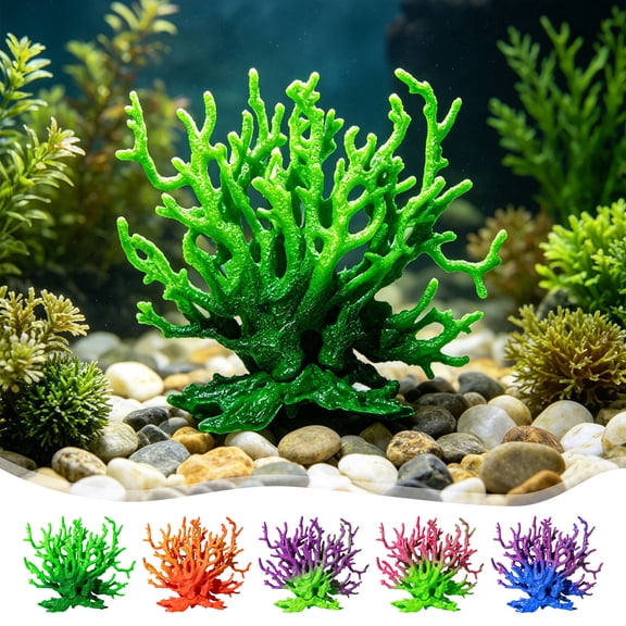 FEOLGEHLY Artificial Coral Ornament for Aquarium, Purple Resin Coral Reef Fish Tank Decoration, Realistic Non-Toxic Safe for Fish, Multi-Piece Durable Faux Coral for Underwater Landscape
