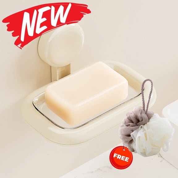 FEOLGEHLY Bar Soap Dish Holder for Shower, Suction Cup Wall Mounted Self Draining No-Drilling Removable Soap Sponge Holder for Bathroom Bathtub Kitchen Sink, Anti-Slip and Draining, White