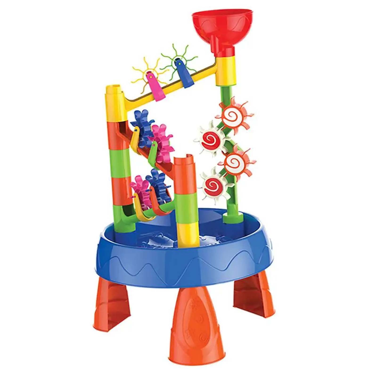 FEOLGEHLY Beach Toys for Boys and Girls 1 Water Sand Table Boys and Girls Plaything 4 Windmill, Water Wheel Funnel Beach Table Portable Water Wheel Funnel Beach Table Setup