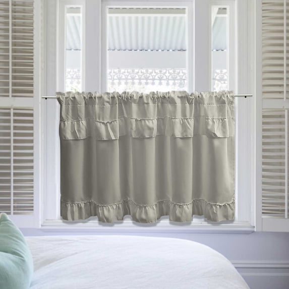 FEOLGEHLY Blackout Valances for Windows,Living Room Bedroom Bathroom Dinning Room Blackout Thermal Insulated Rod Pocket, 18 x 39 Inch, Natural Sand