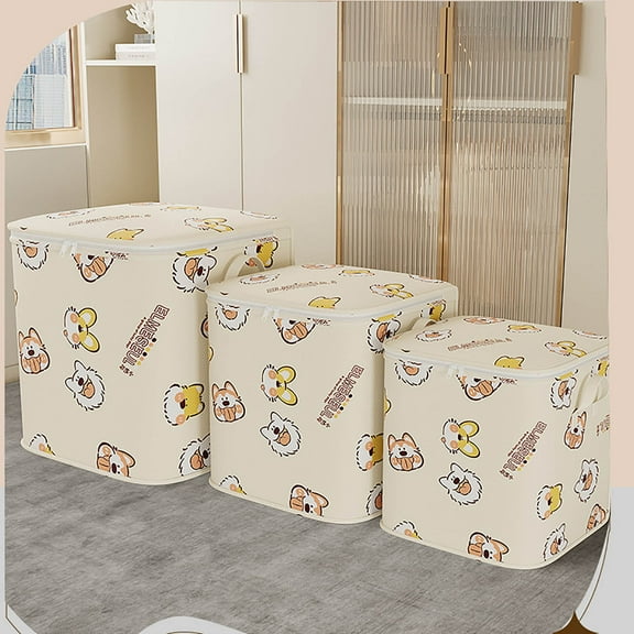 FEOLGEHLY Blanket Storage Containers, Breathable Clothes Bedding Pillow Sheet Storage Bags with Zipper for Clothes, Non-woven Moving Quilt Large Capacity Storage Bins, White
