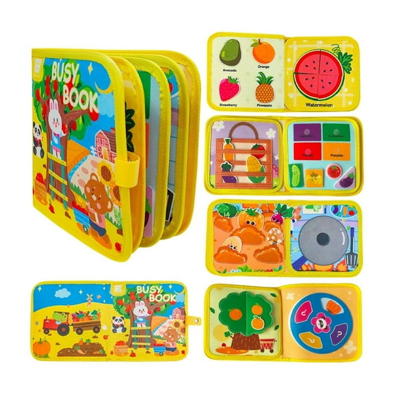 FEOLGEHLY Busy Book for Toddlers 1-3, Farm Quiet Activity Books for Babies 6-12-18 Months, Montessori Toys Preschool Early Educational Learning Toy for Kids, Christmas Birthday Gifts for Kids