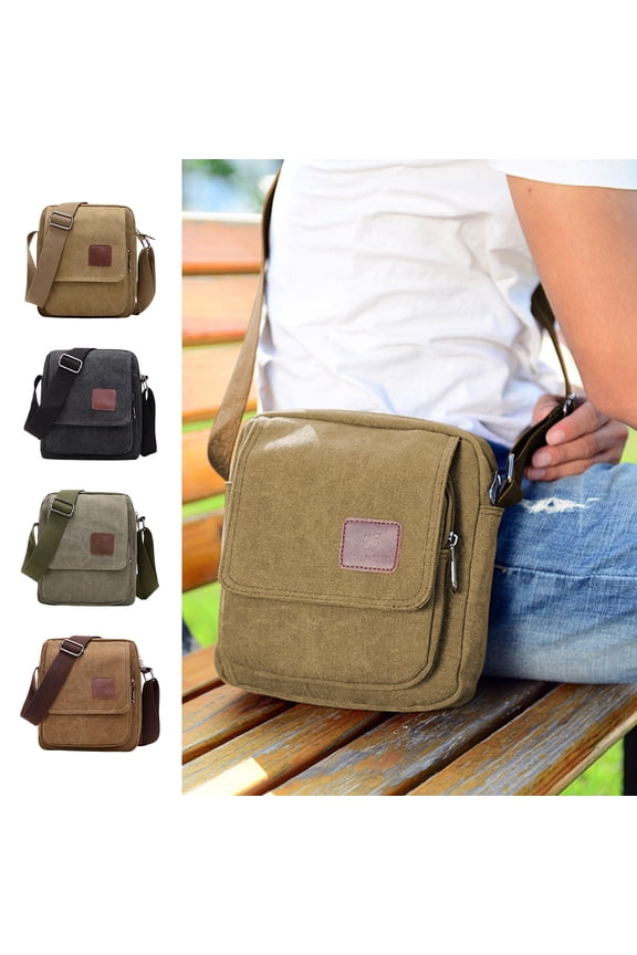 Canvas Sling Bag, Small Crossbody Bags for Men Women, Adjustable Multi-Pocket Crescent Shoulder Bag Tote, Lightweight Sports Bag for Travel Outdoor Commute Daily Use