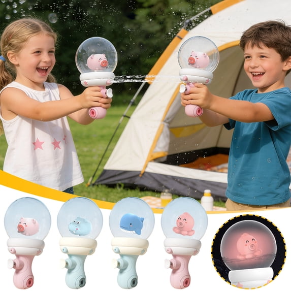 FEOLGEHLY Cartoon Light Up Water Gun, Rechargeable Battery Powered, High Pressure Squirt Blaster for Pool Beach Backyard Summer Fun, Outdoor Water Fight Toy, Safe Material (C)