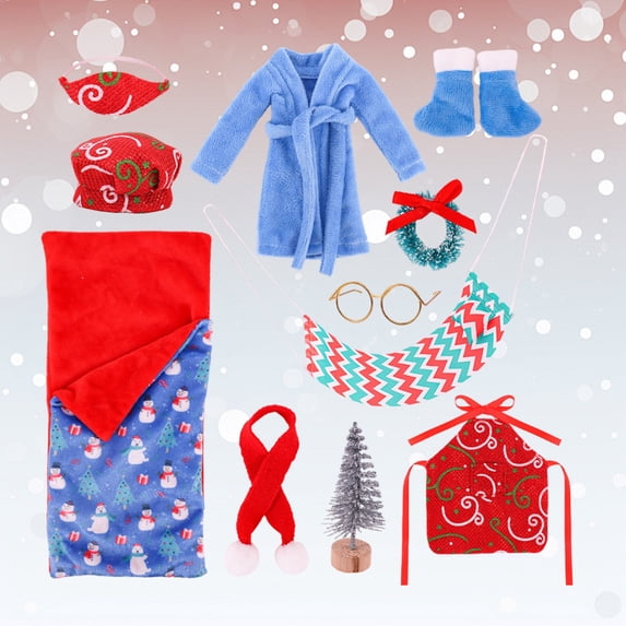 FEOLGEHLY Christmas Baby Doll Clothes Set for 8-10-12 Inch Dolls, Baby Doll Clothes Outfits, Doll Accessories Pajamas for Newborn Baby Doll Boy & Girl, 12 inch Doll Clothes for Toddlers 1-3