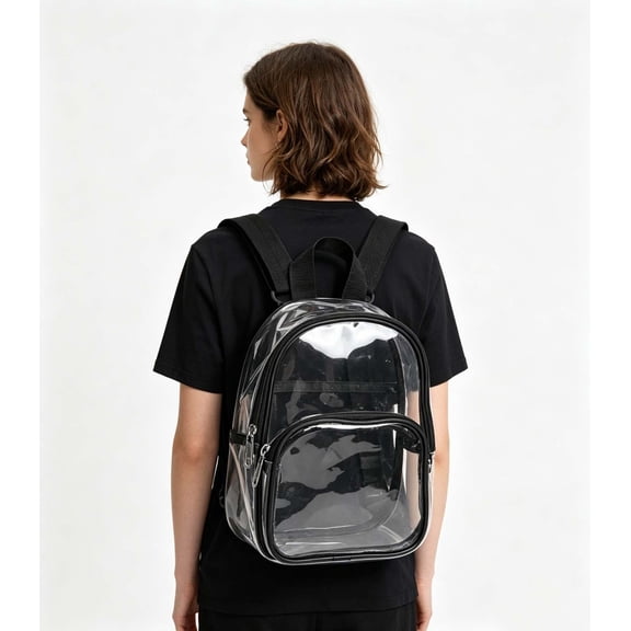 FEOLGEHLY Clear Backpack for Stadium Events, Clear Backpack for Women Men, Small Clear Backpack, Daypack Hiking Backpack, Handbags with Zipper, Waterproof Bag for Travel Commute Under 5$