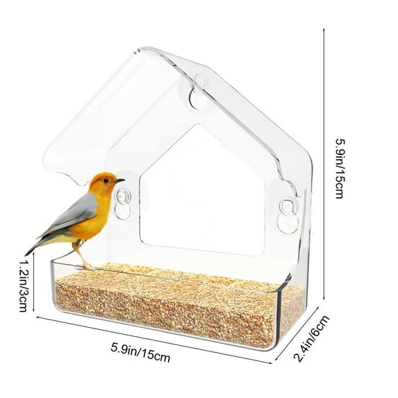 FEOLGEHLY Clear Window Bird Feeder with 3 Extra Strong Suction Cups, Sturdy and Durable Bird Feeding Station for Viewing Wild Birds Outside, as a Gift, Outdoor Birdhouse Box, Home Garden Decor